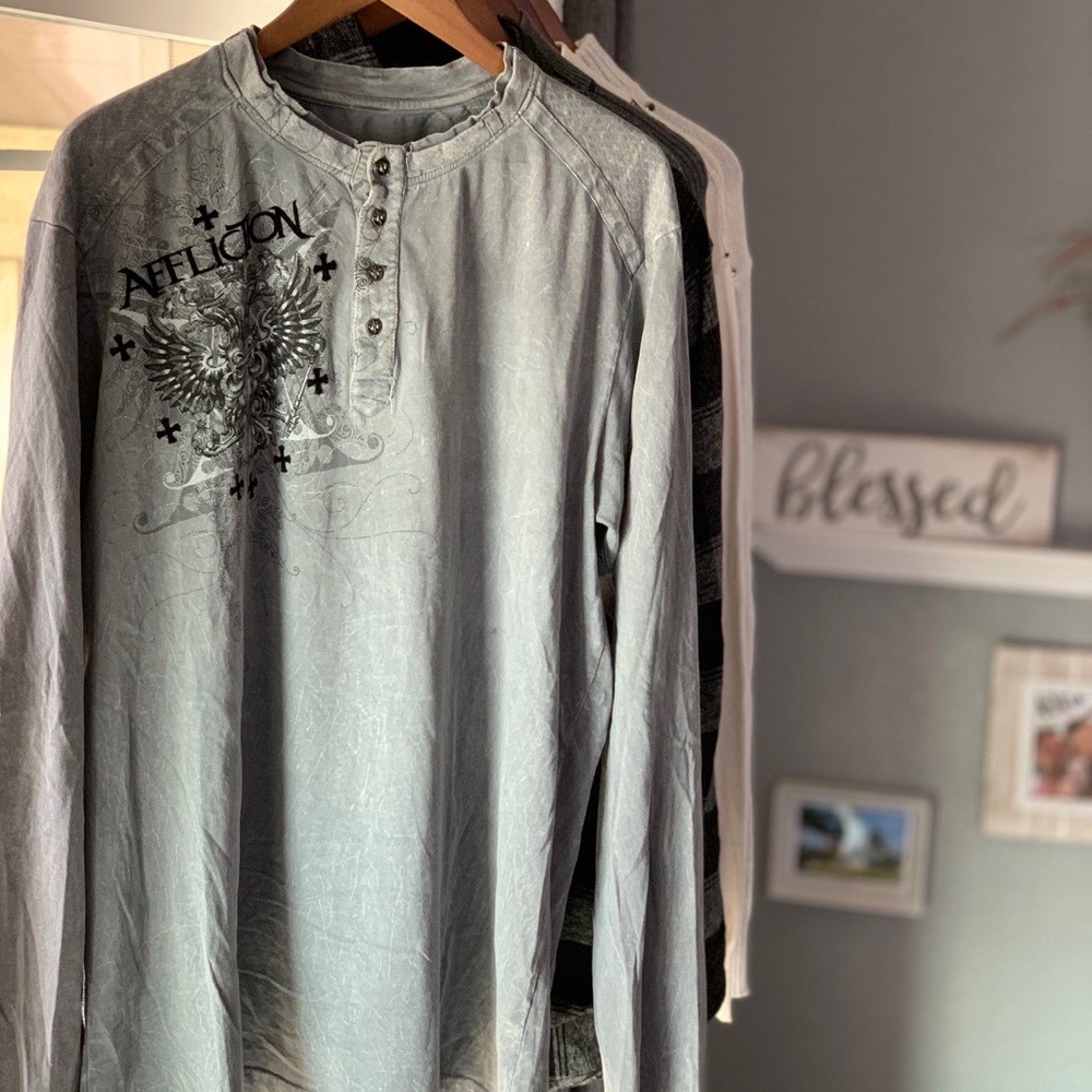 Affliction gray long sleeve tee